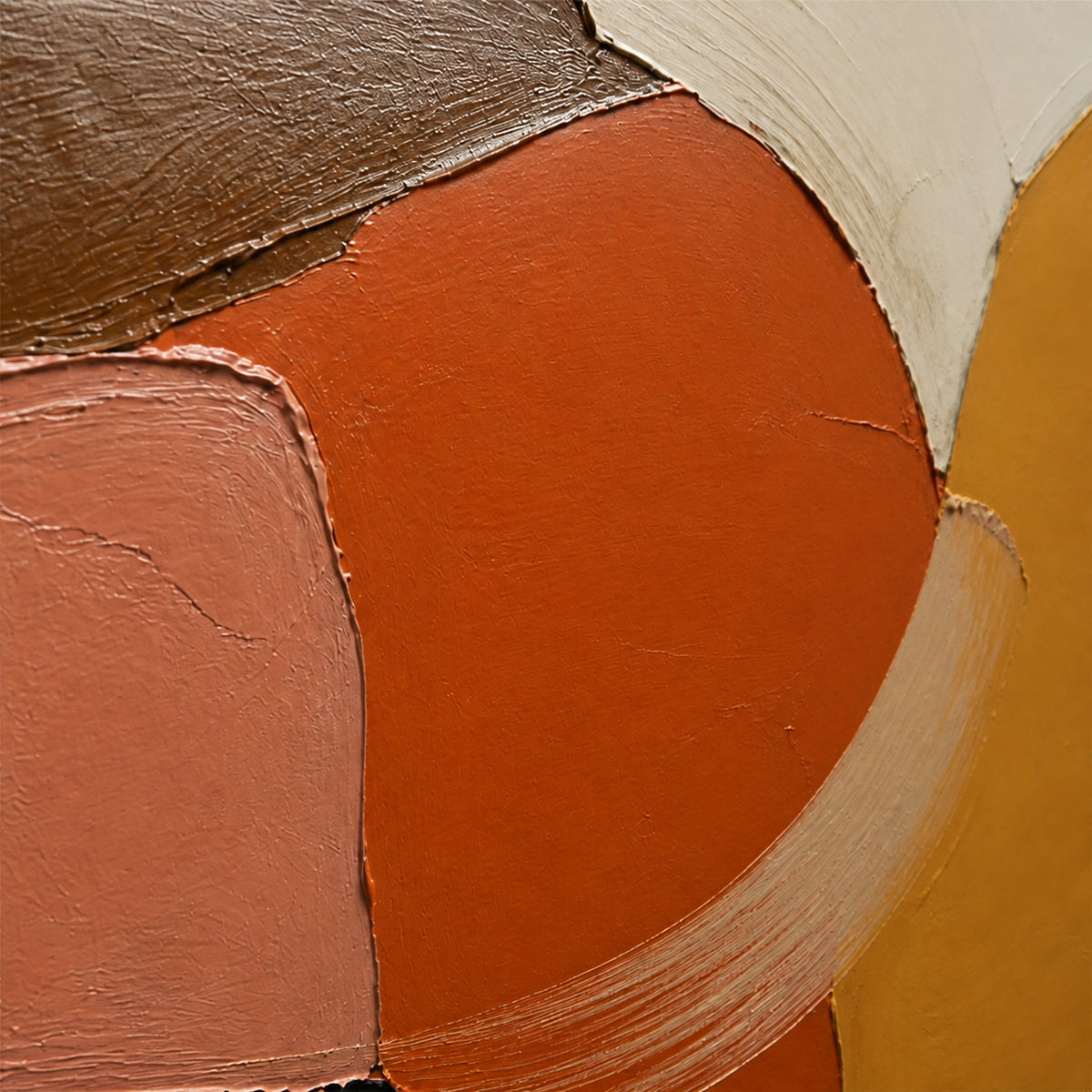 Ember-Contour oil painting brushwork and impasto detail photographed from an oblique side angle