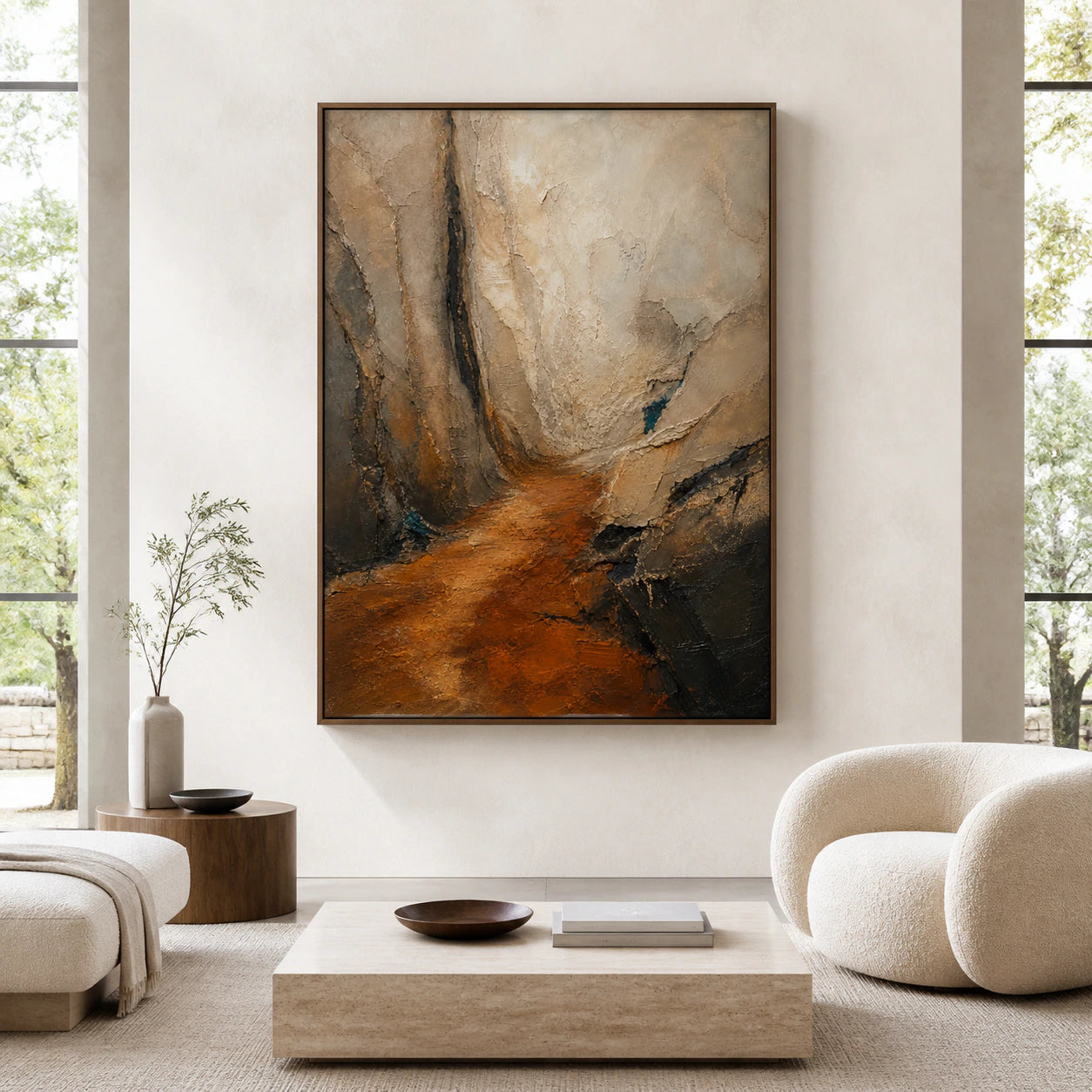 Ember-Fissure displayed at large scale in a bright, spacious architectural interior.