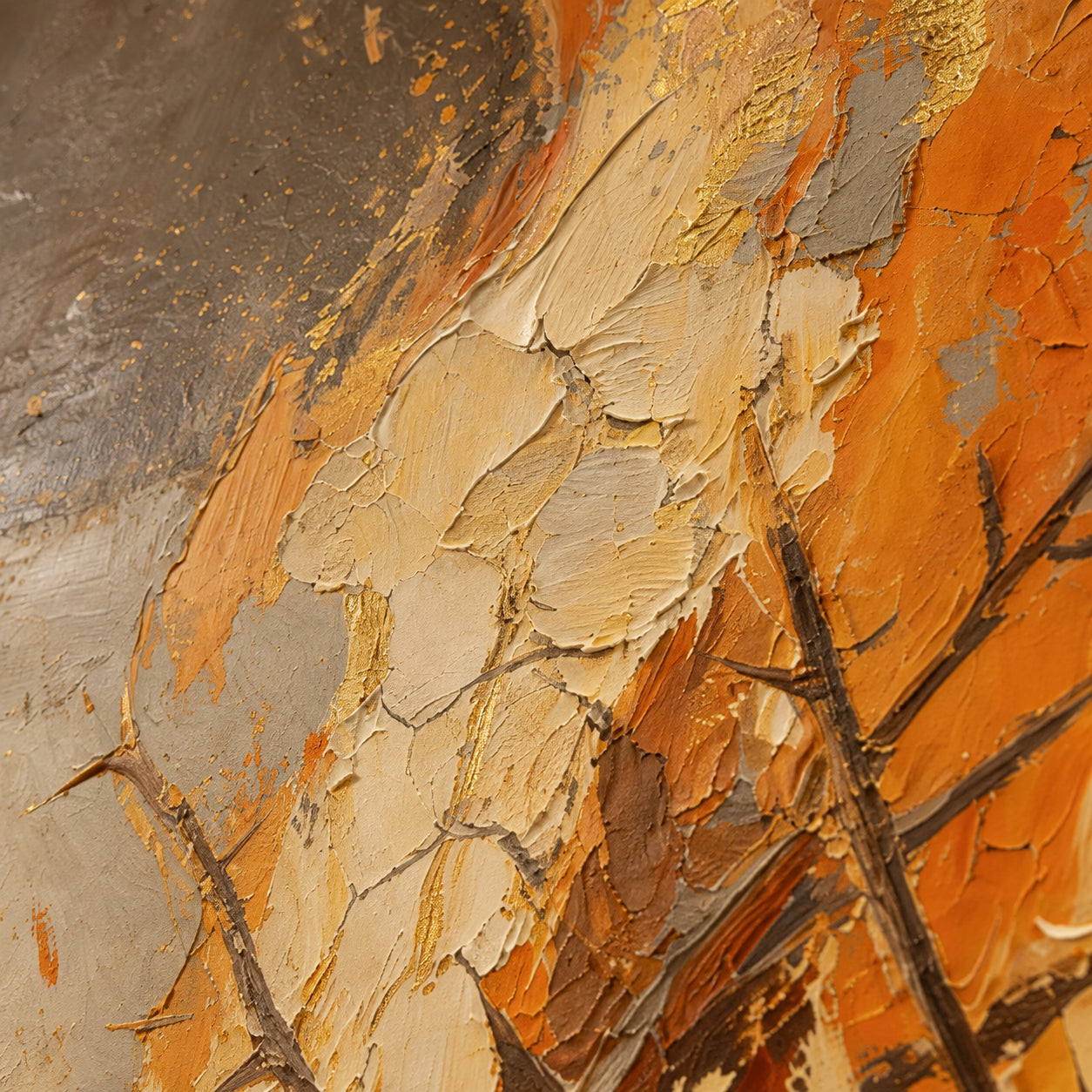 Ember-Relic oil painting brushwork and impasto detail photographed from an oblique side angle