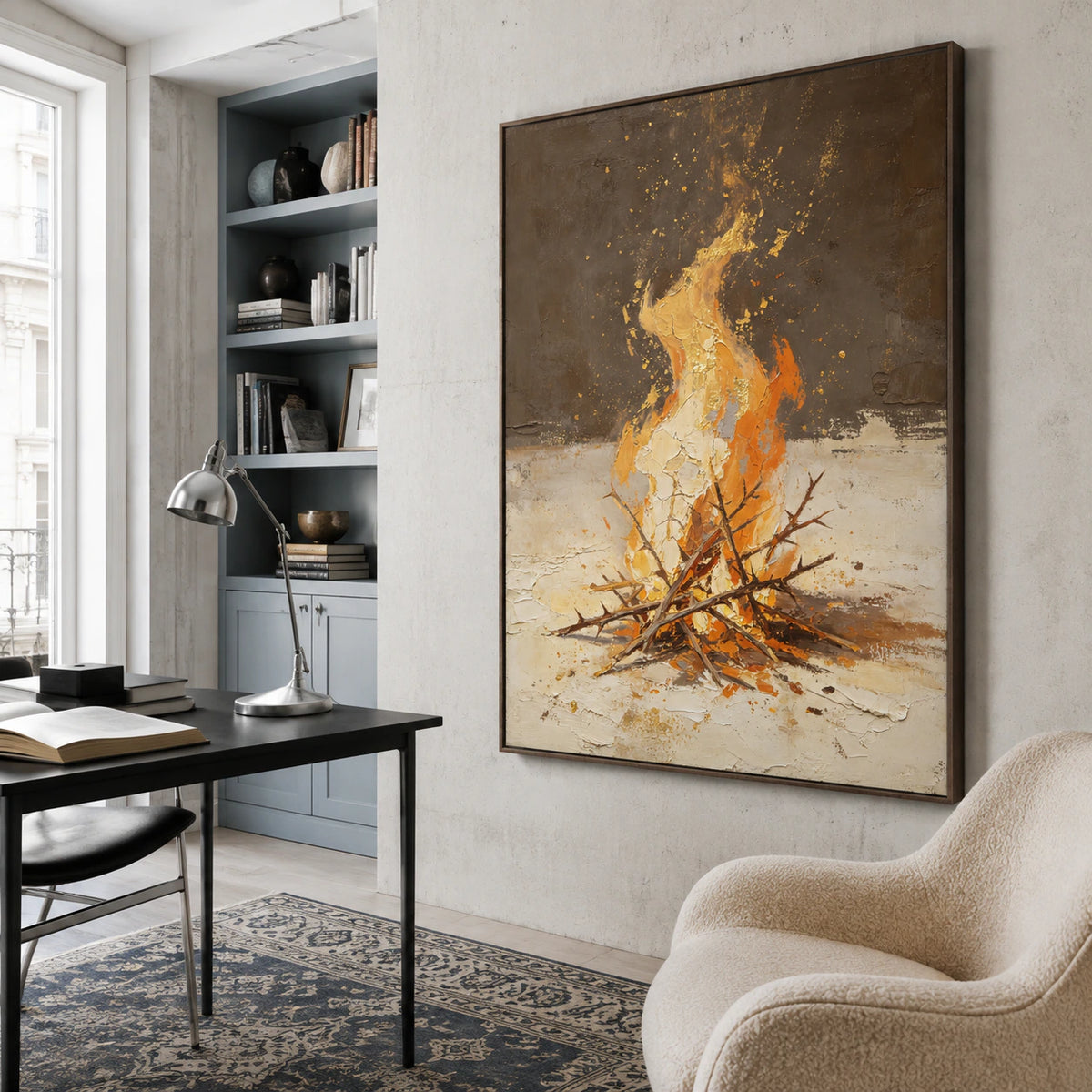 Ember-Relic in an airy reading and home office space.