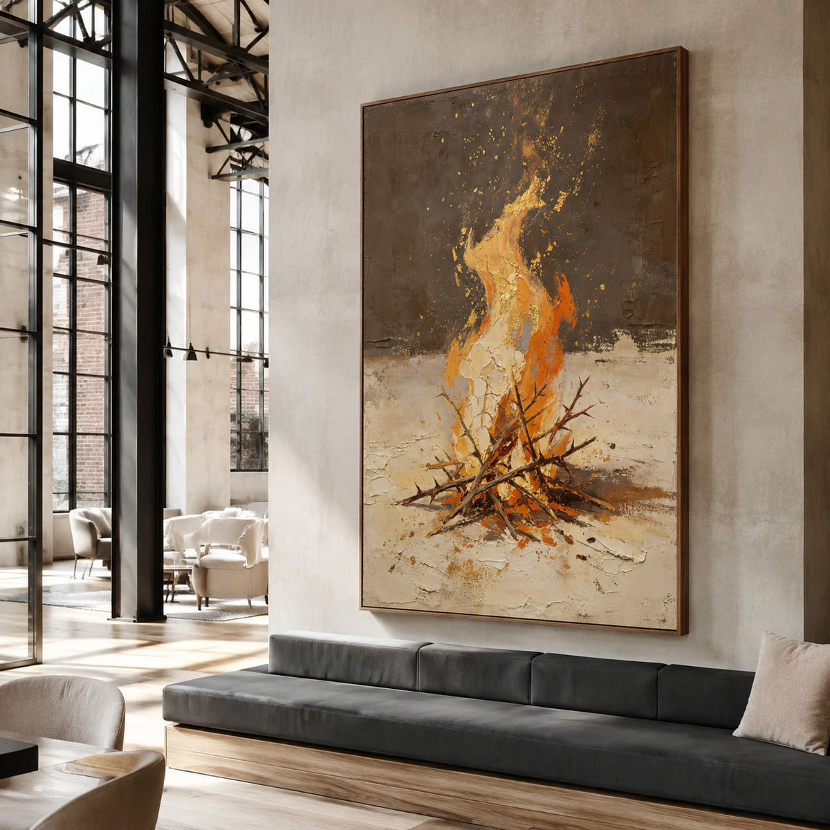 Ember-Relic featured in an expansive daylight loft hospitality interior.