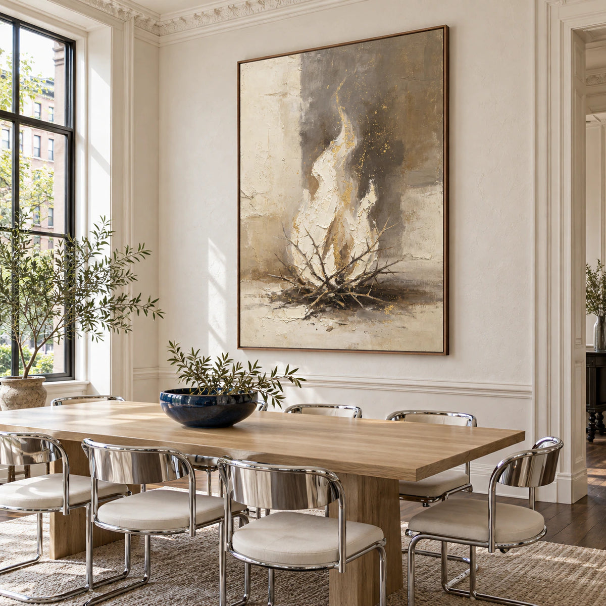 Ember-Shelter displayed prominently in a refined daylight-filled dining room.