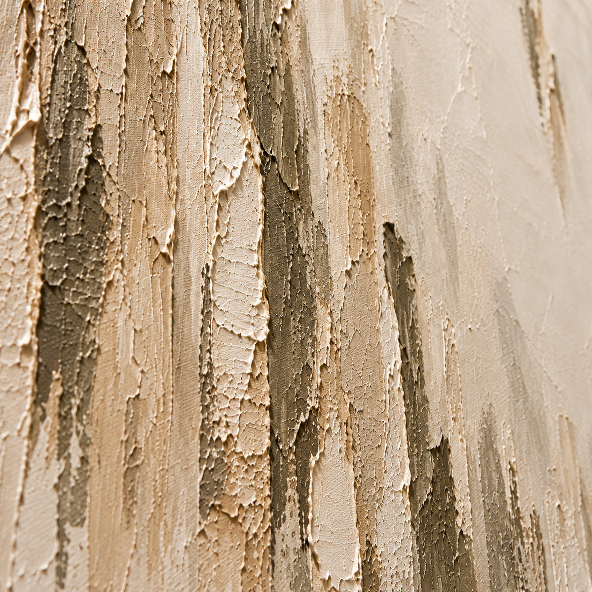 Fallow-Pinnacles oil painting brushwork and impasto detail photographed from an oblique side angle
