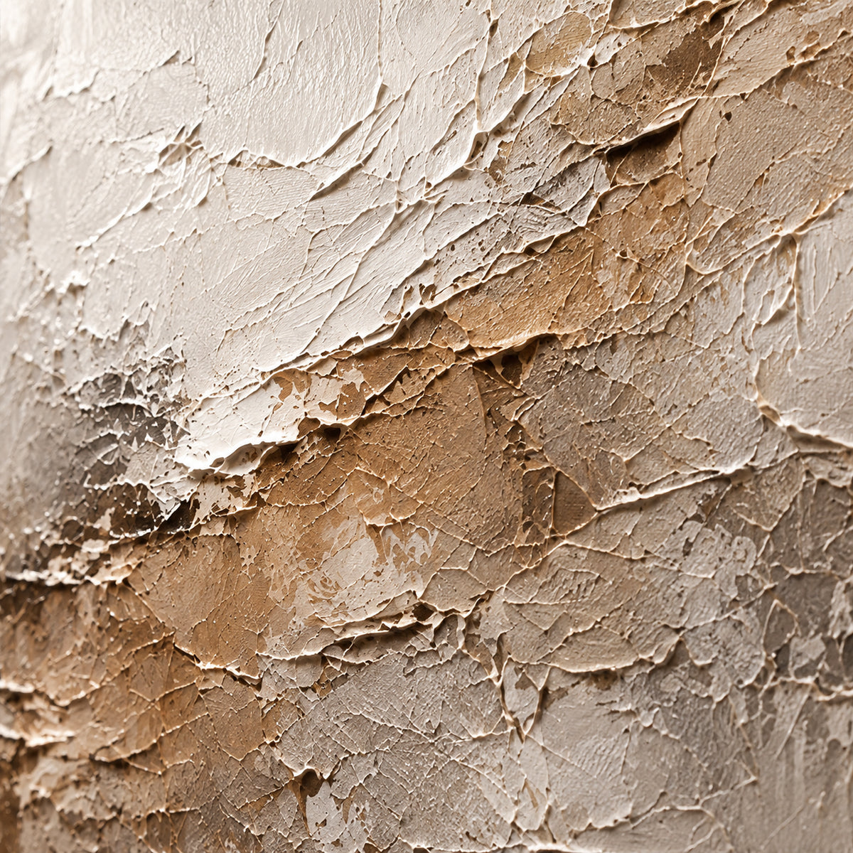 Fallow-Strata oil painting brushwork and impasto detail photographed from an oblique side angle