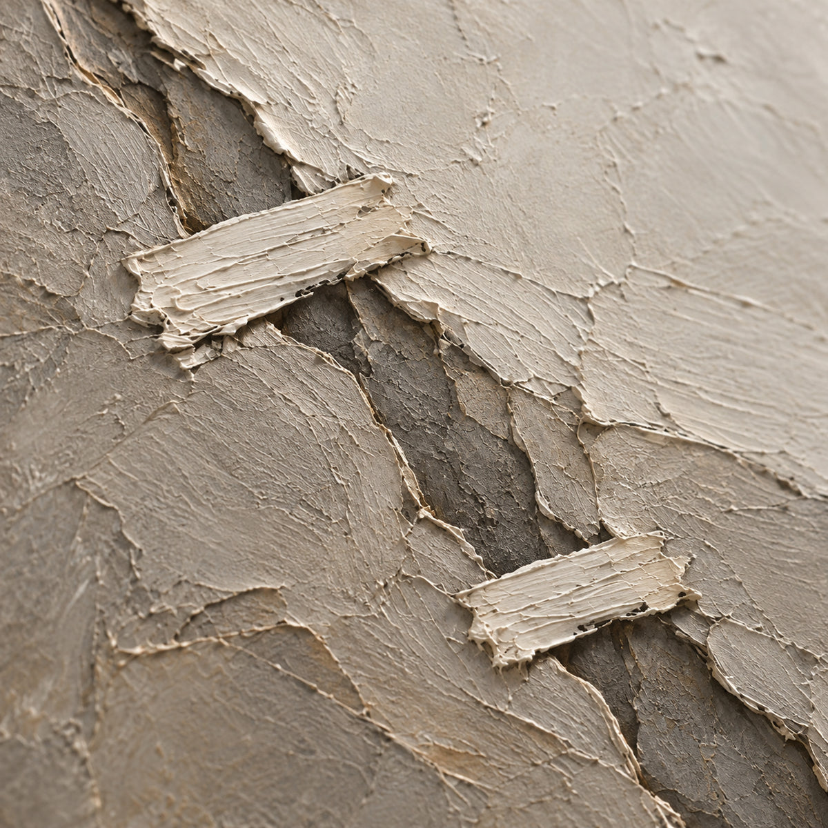 Fault-Whisper oil painting brushwork and impasto detail photographed from an oblique side angle