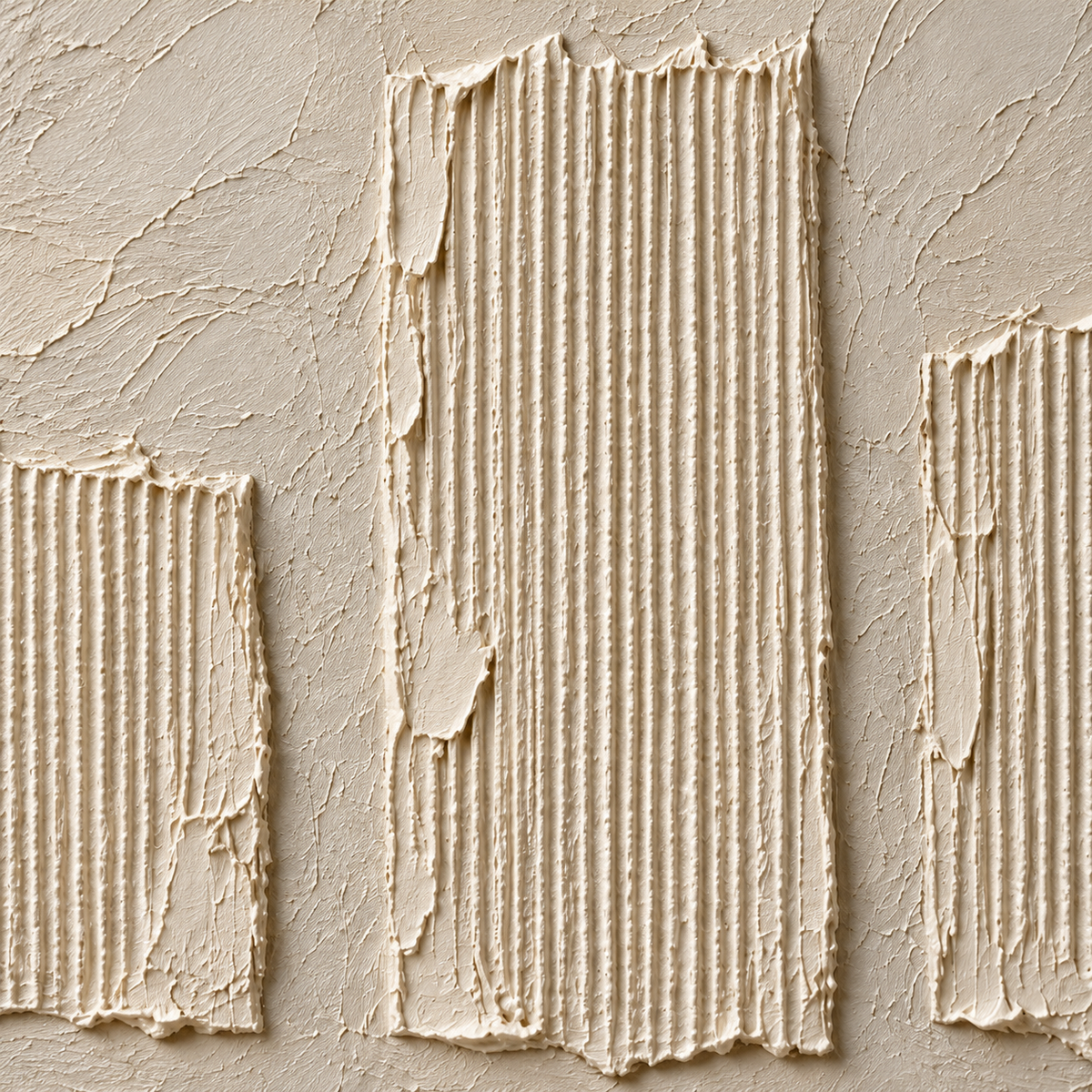 Fluted-Intervals oil painting brushwork and impasto detail photographed from an oblique side angle