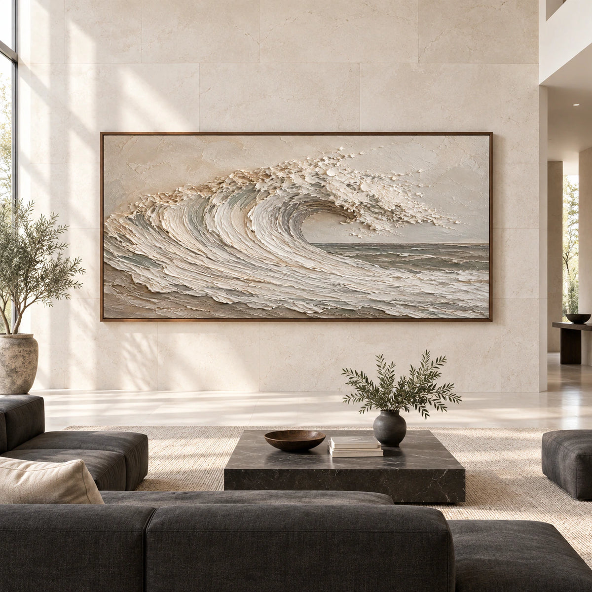 Foam-Arc displayed at large scale straight-on in a spacious daylight-filled interior.