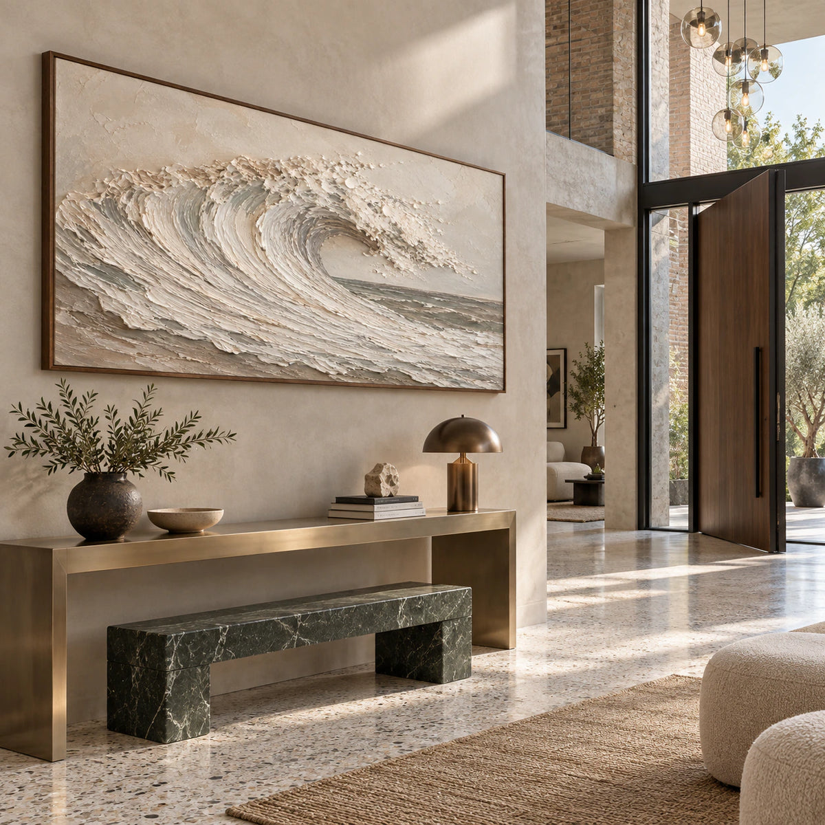 Foam-Arc displayed at gallery scale in a bright sculptural foyer.