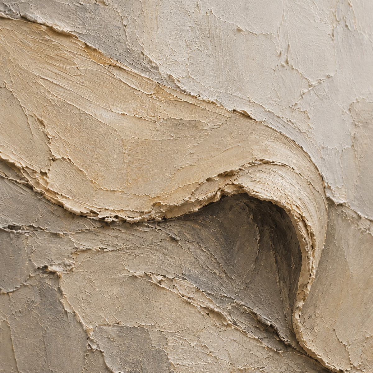 Folded-Contour oil painting brushwork and impasto detail photographed from an oblique side angle