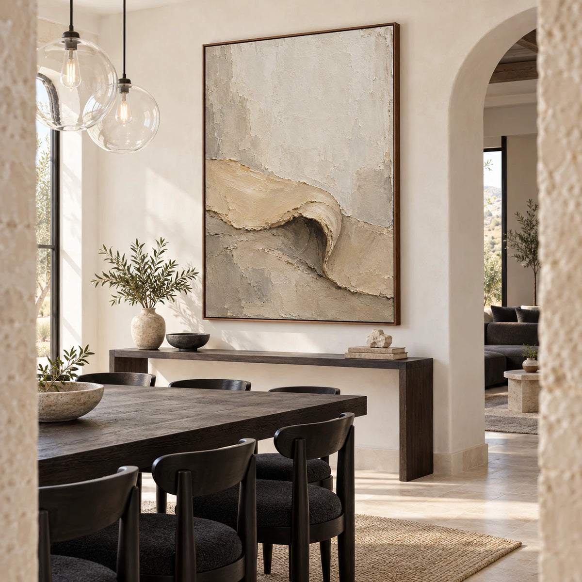 Folded-Contour displayed above a refined dining setting in natural daylight.