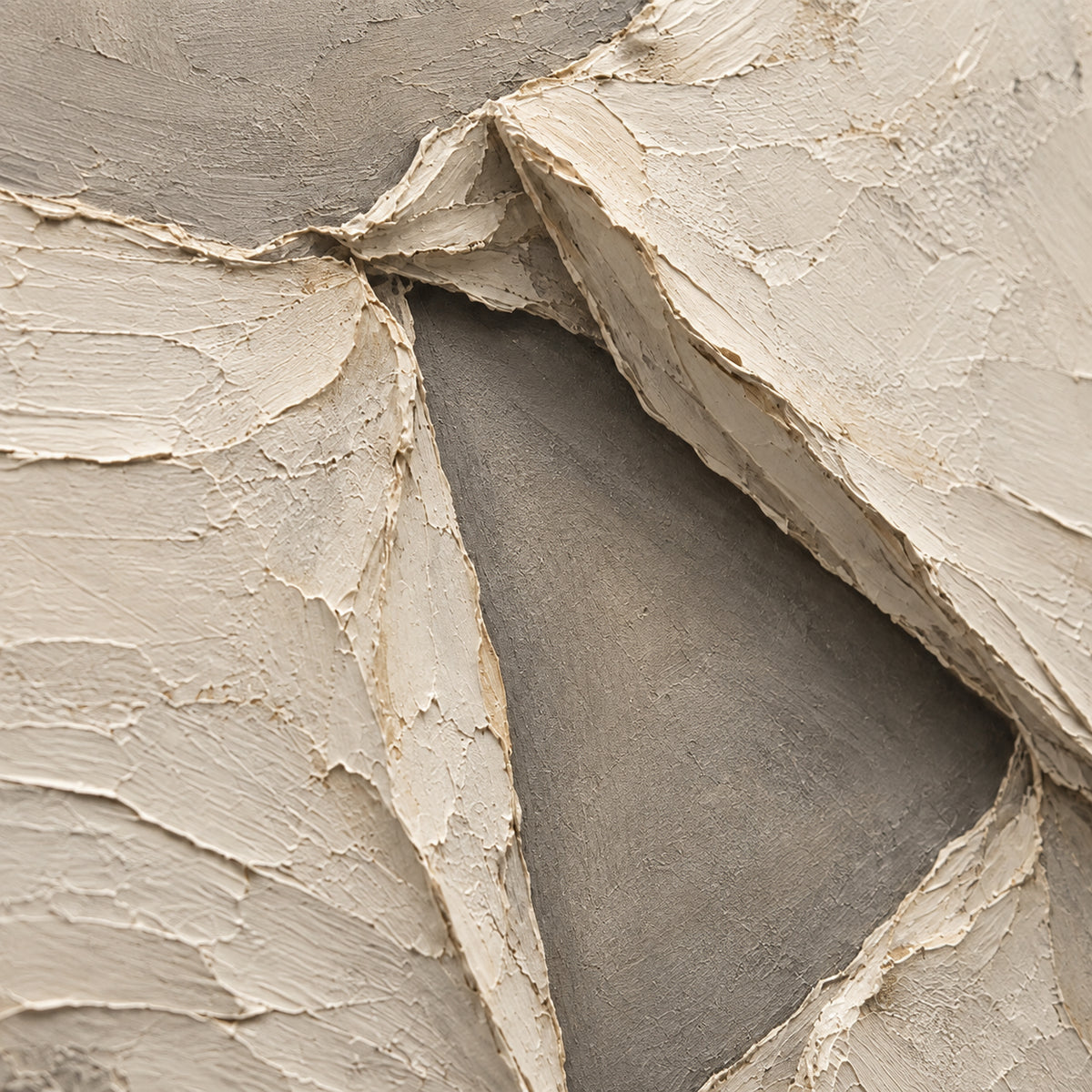 Folded-Quiet oil painting brushwork and impasto detail photographed from an oblique side angle