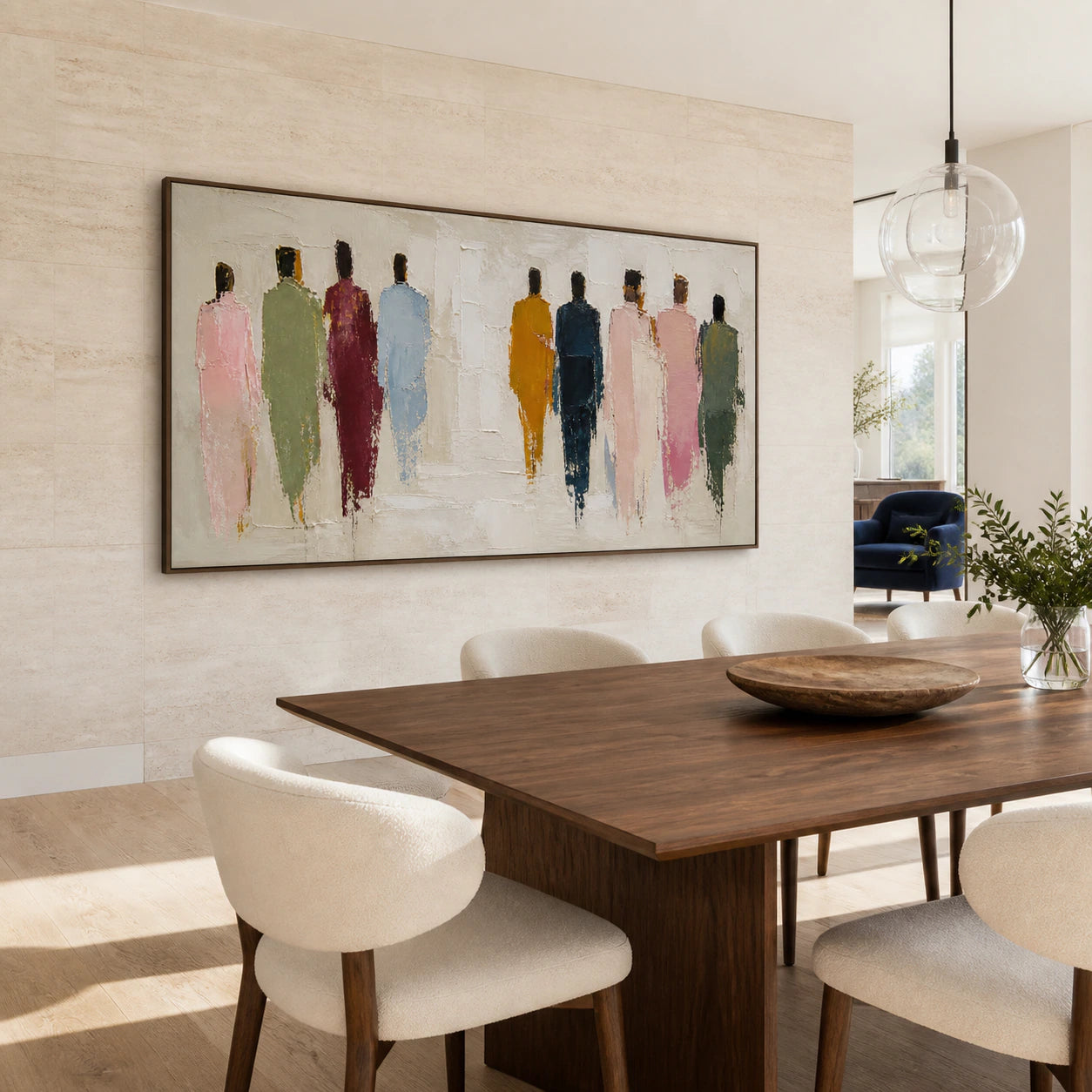 Gathered-Silhouettes displayed above a refined dining setting in daylight.