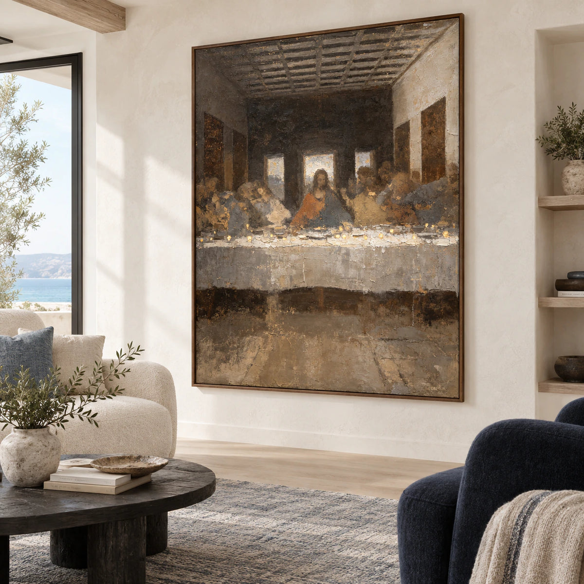 Gathered-Vigil displayed at large scale in a bright contemporary living room.