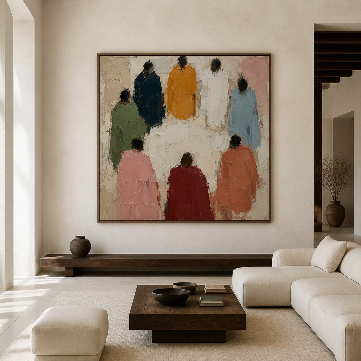 Gathering-Forms displayed at large scale, straight-on in a bright open architectural living space.