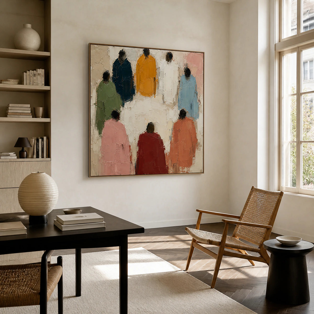 Gathering-Forms featured at scale in an airy home office and reading space.