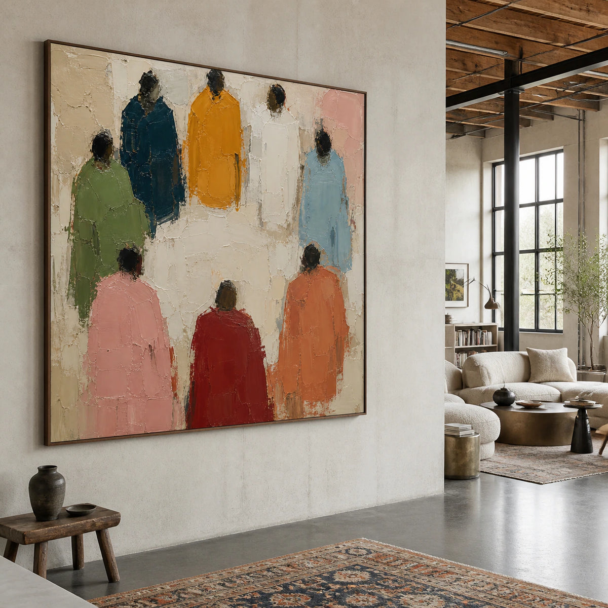 Gathering-Forms installed prominently in a bright expansive loft hospitality interior.