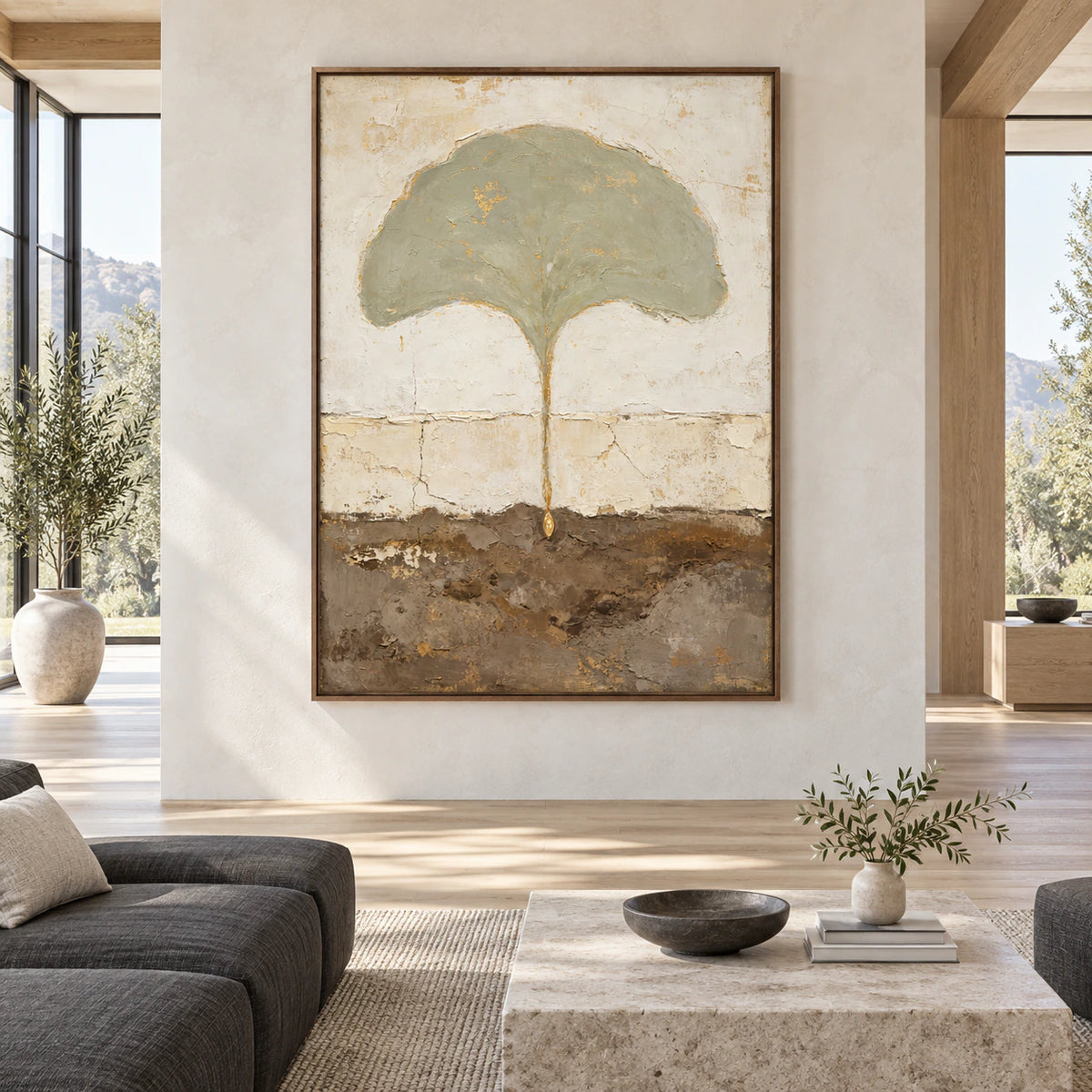 Gilded-Canopy displayed at large scale straight-on in a bright, spacious architectural living room.