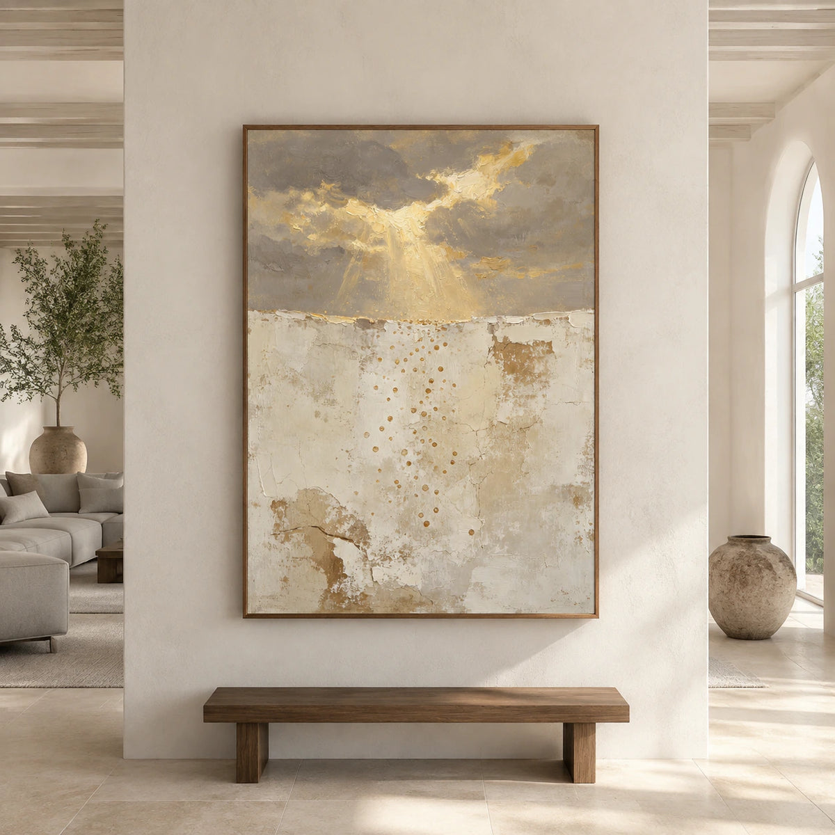 Gilded-Drift displayed at large scale in a spacious gallery-like interior.