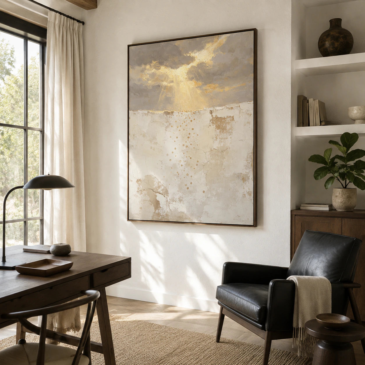 Gilded-Drift in an airy reading and home-office space.