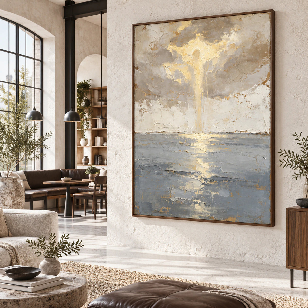 Gilded-Estuary anchoring an expansive daylight-filled loft interior.