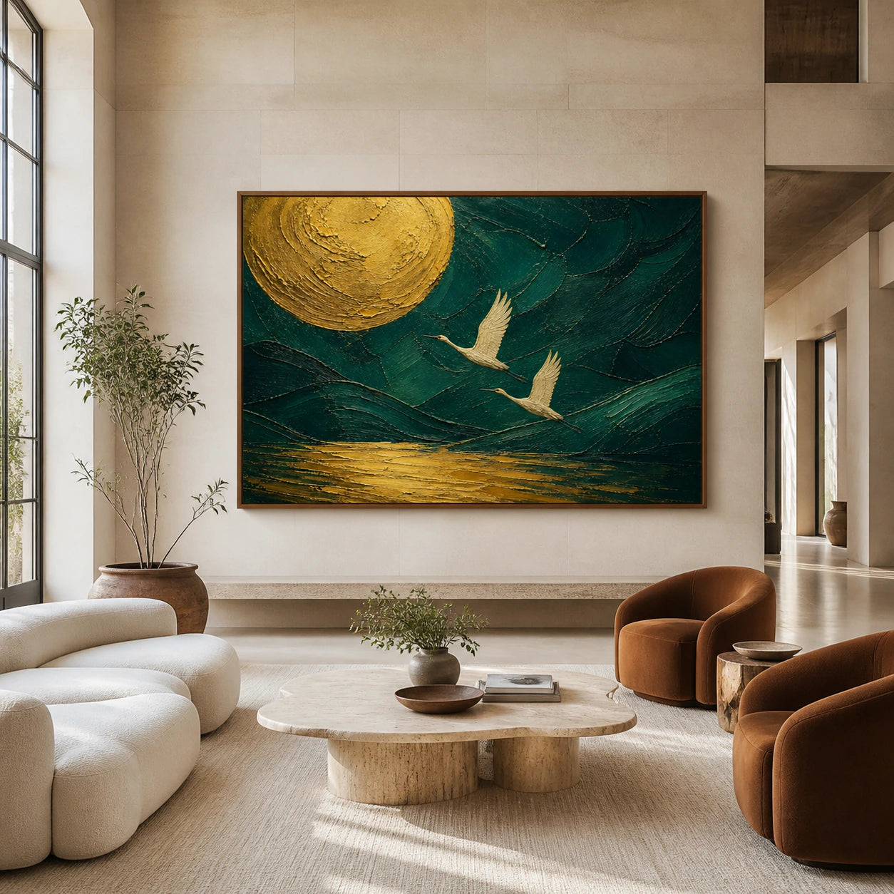 Gilded-Flight displayed at large scale in a bright architectural living space.