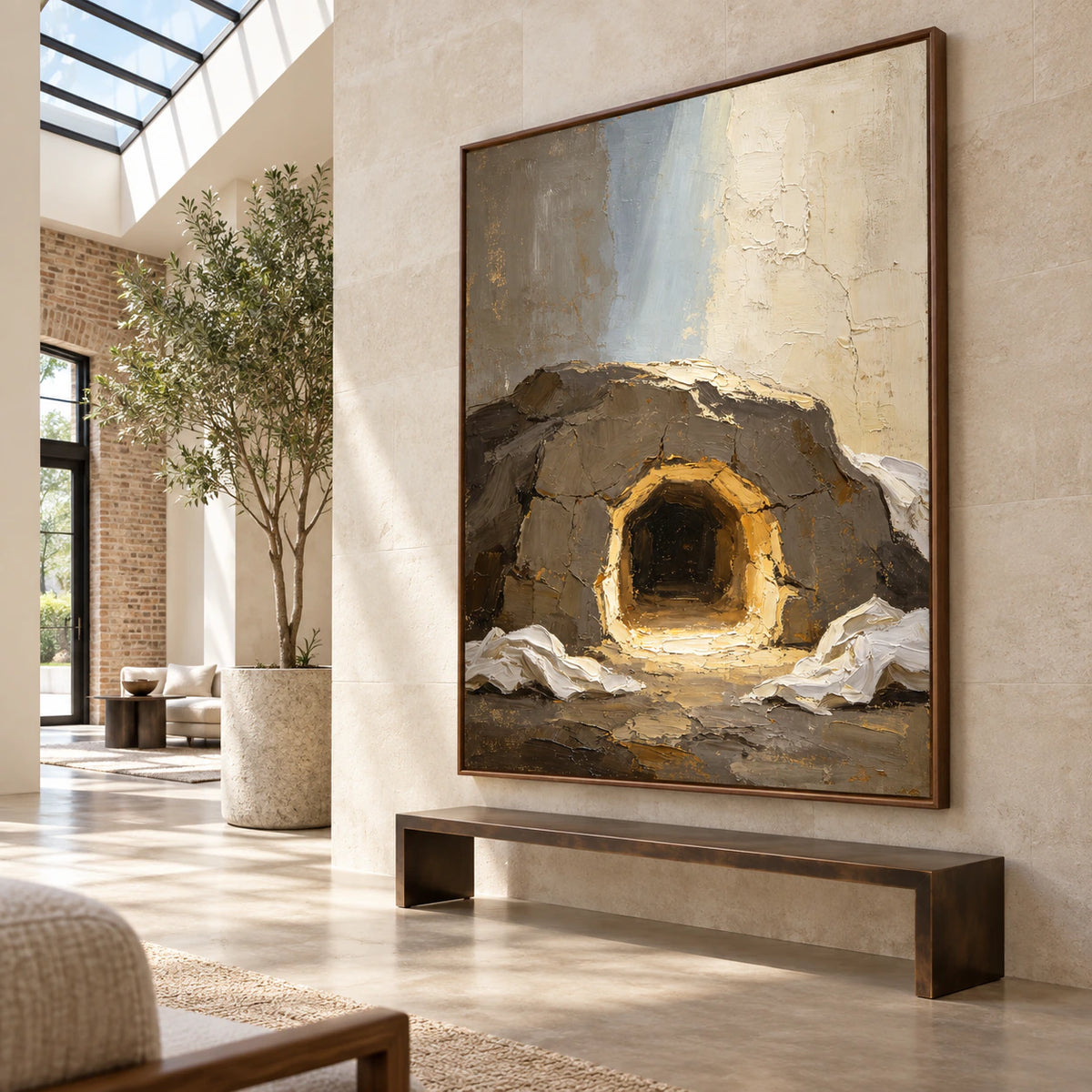 Gilded-Grotto installed at gallery scale in a light-filled foyer.