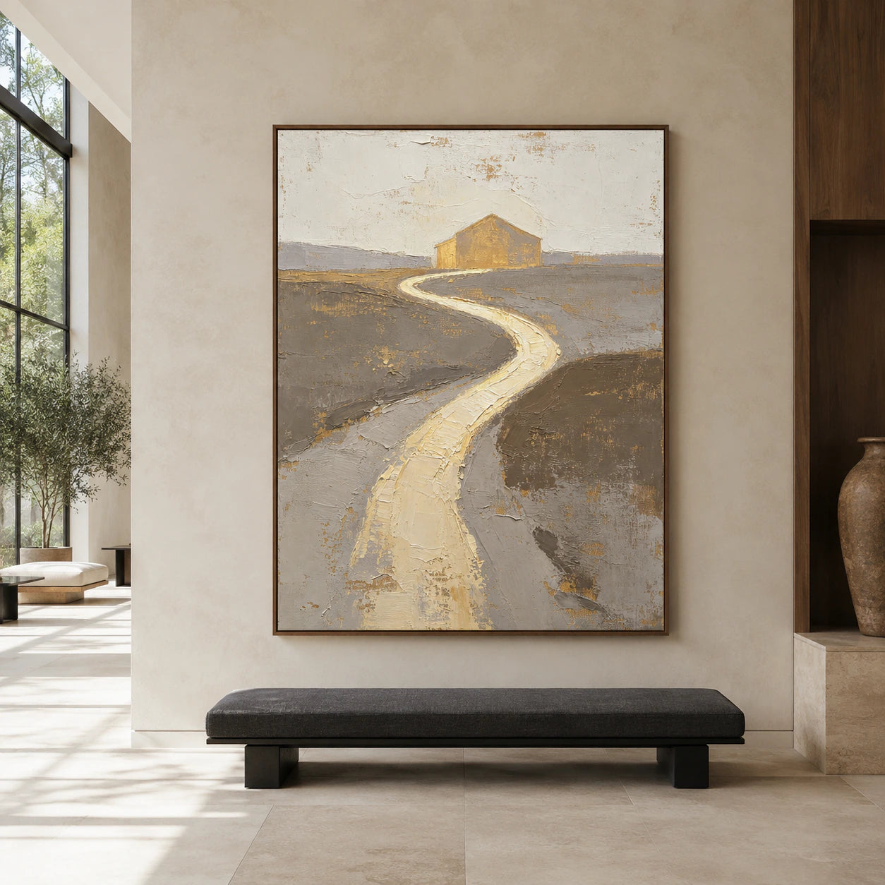 Gilded-Path displayed large and straight-on in a sunlit architectural living space.