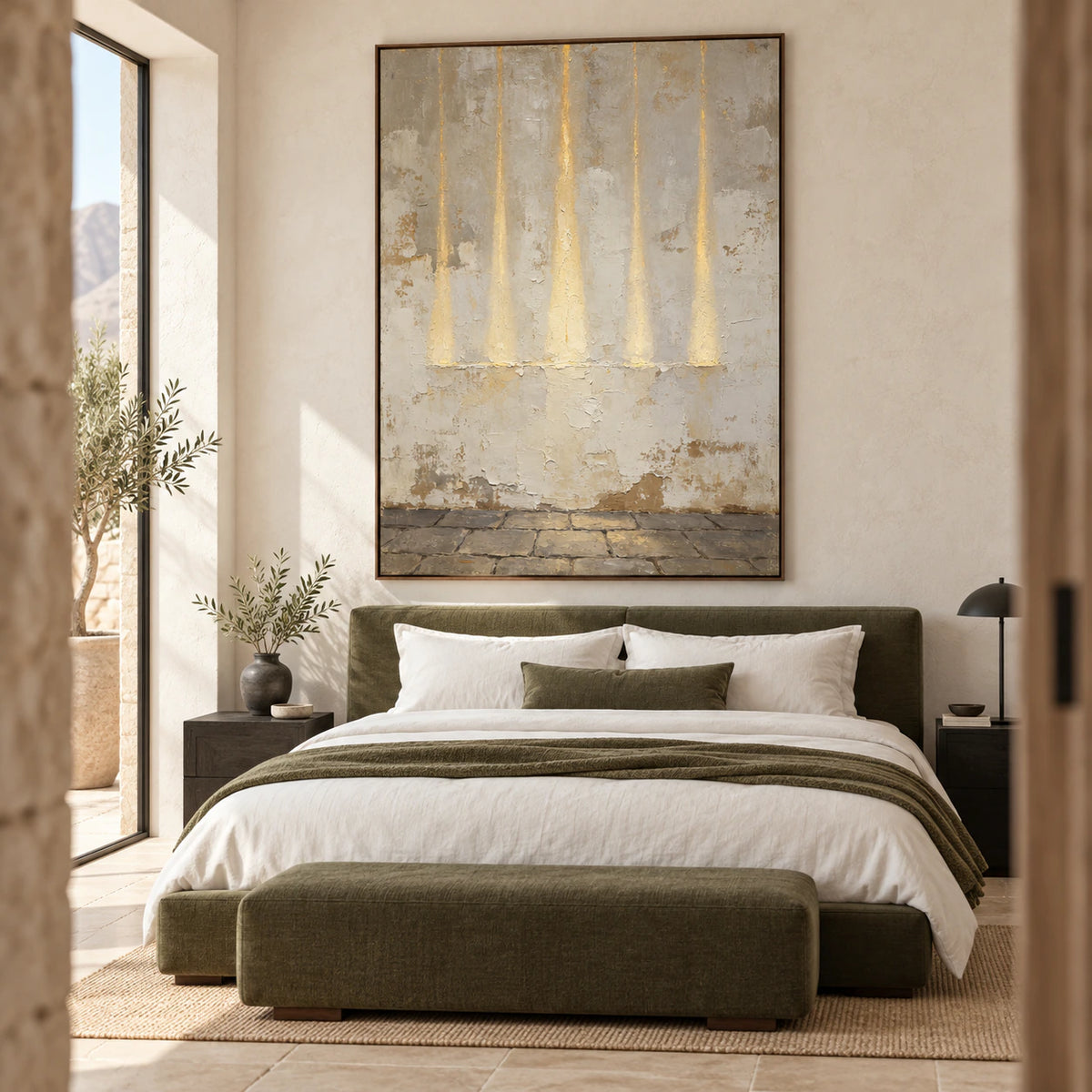 Gilded-Patina displayed in a quiet, softly lit bedroom.