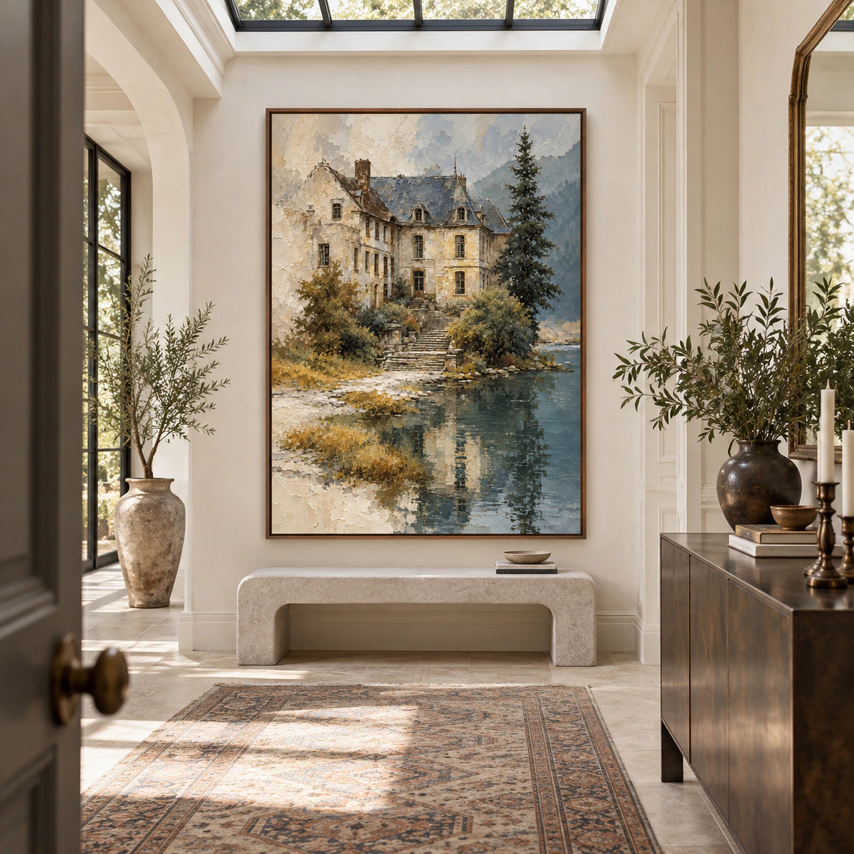 Gallery-scale foyer with Gilded-Refuge as the central artwork.