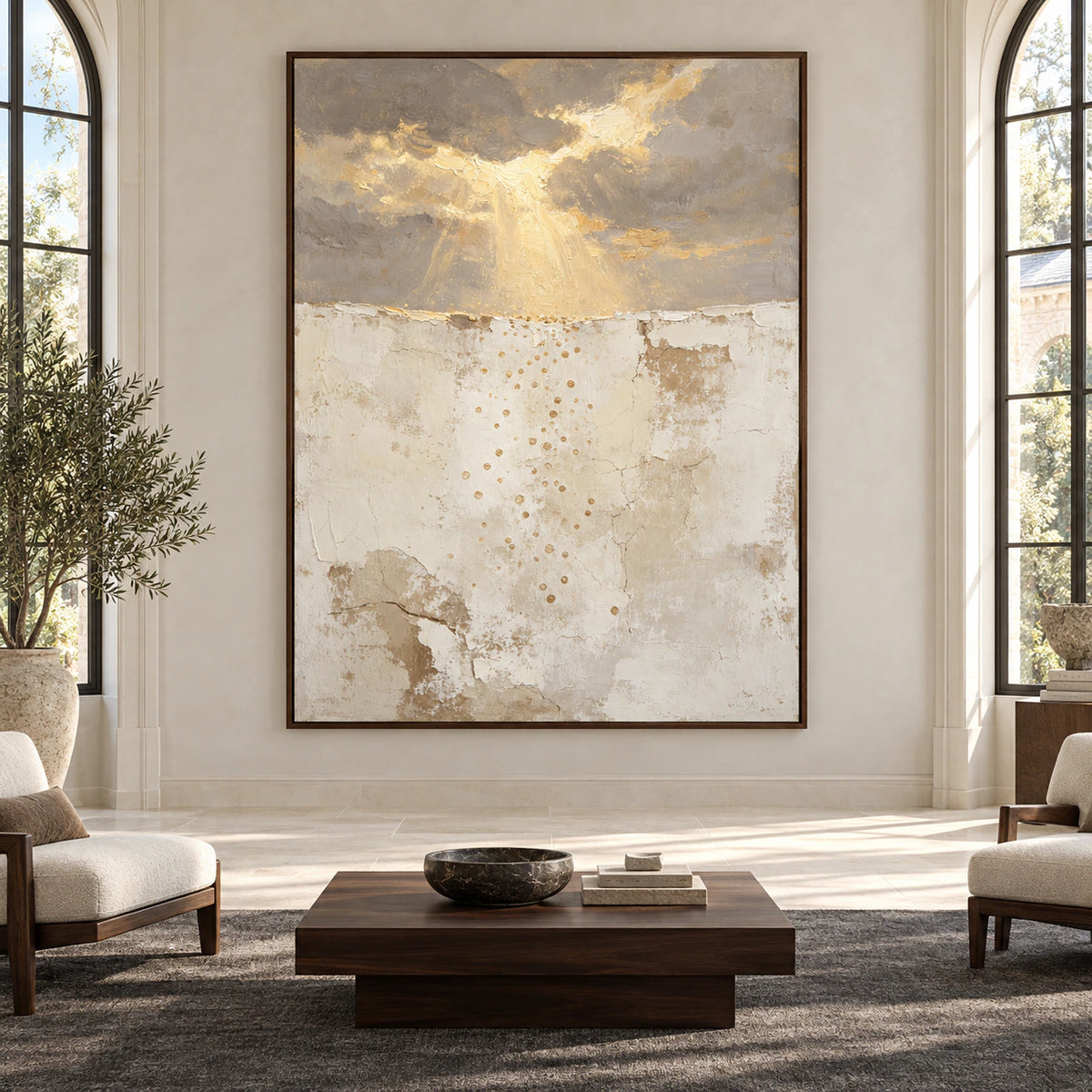 Gilded-Rift displayed at large scale in a bright architectural living space.