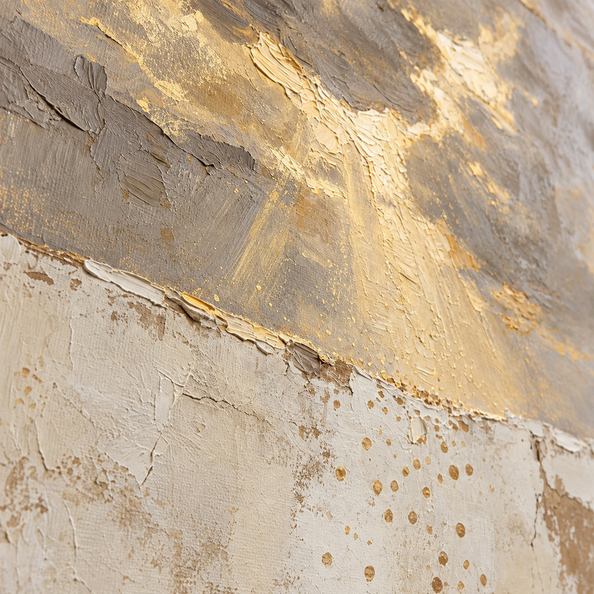 Gilded-Rift oil painting brushwork and impasto detail photographed from an oblique side angle