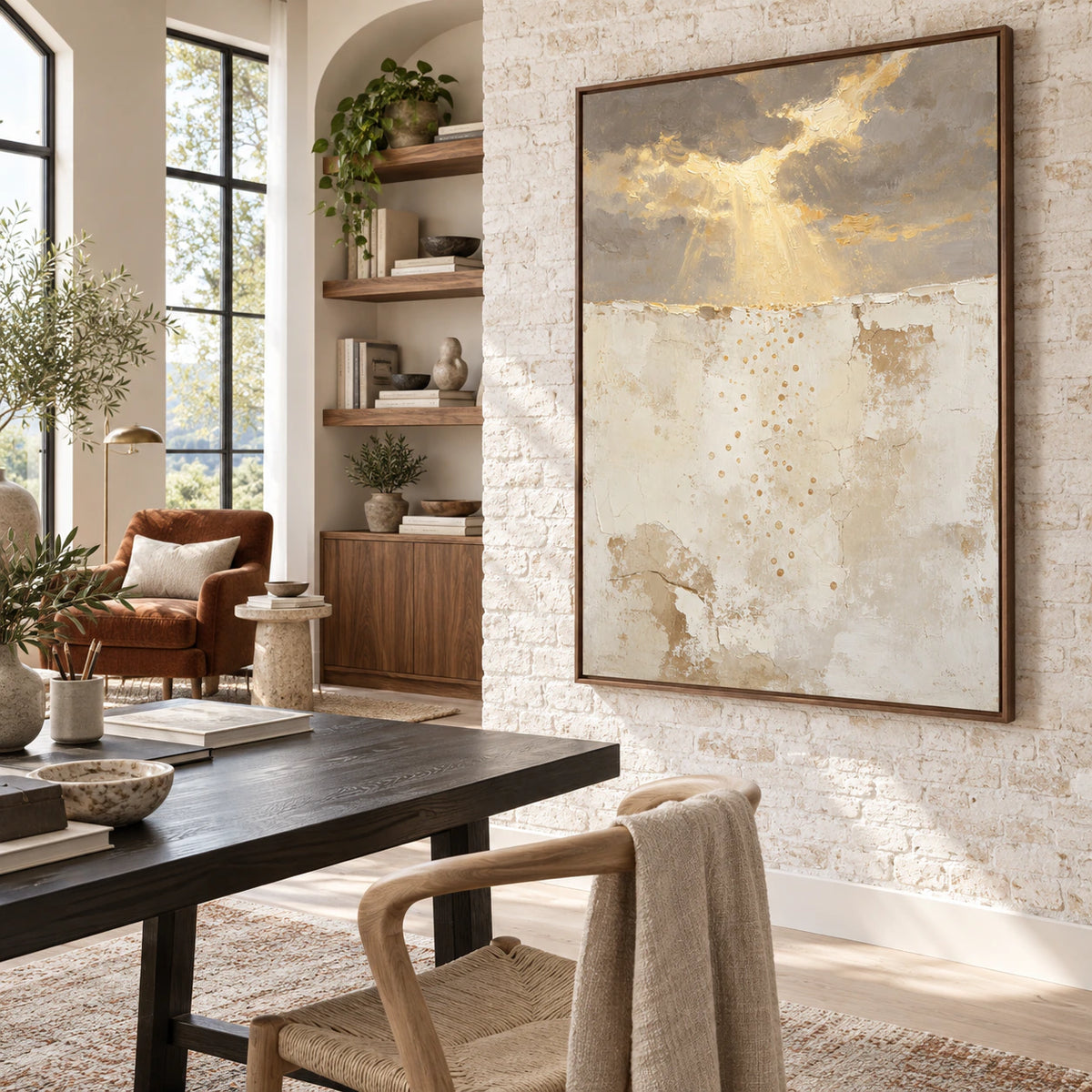 Gilded-Rift in an airy reading office with natural daylight.