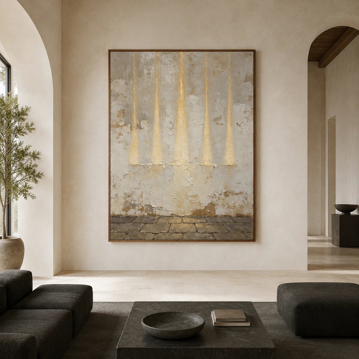 Gilded-Weather displayed at large scale in a bright architectural living space.
