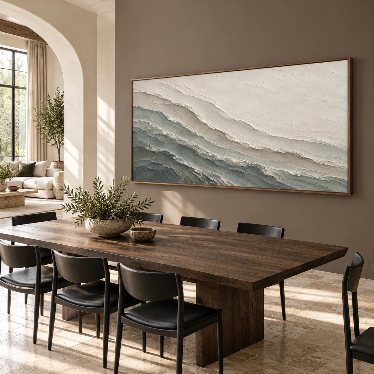 Glacial-Contour anchoring a refined daylight-filled dining room.