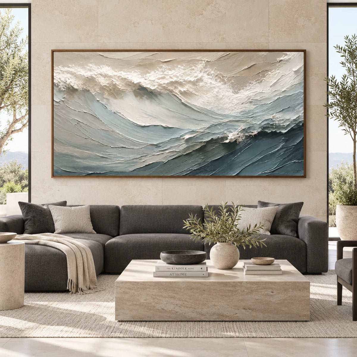 Glacial-Drift displayed at large scale, straight-on in a bright architectural living space.