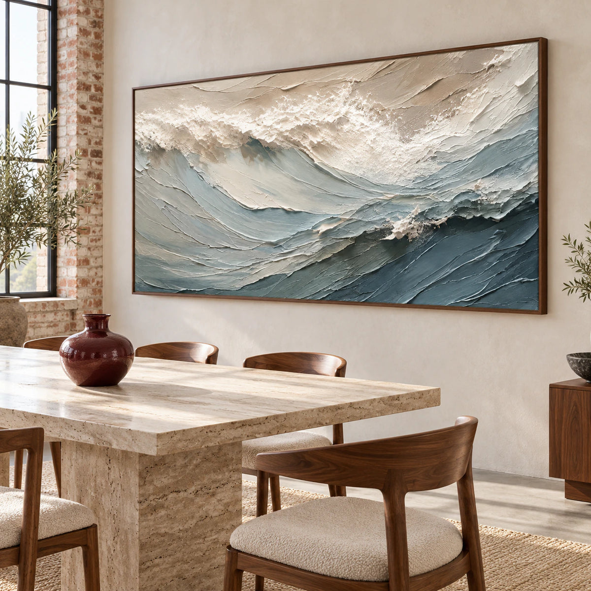 Glacial-Drift displayed above a refined dining setting in natural daylight.