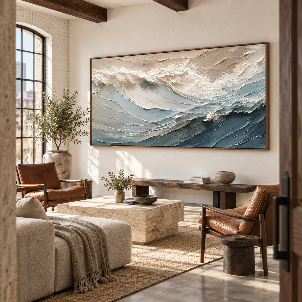 Glacial-Drift anchoring an expansive daylight-filled hospitality loft.