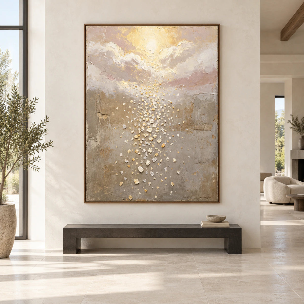 Golden-Drift displayed at large scale, straight-on in a spacious daylight interior.