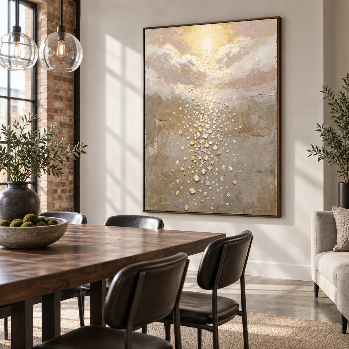 Golden-Drift above a refined dining setting in natural daylight.