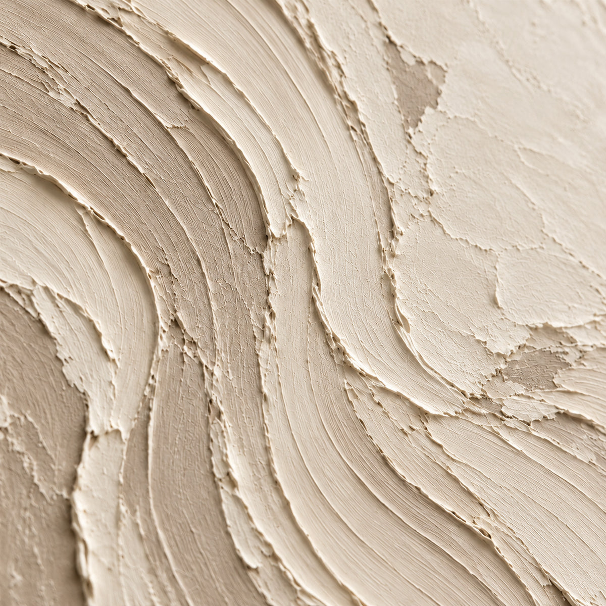 Gypsum-Meander oil painting brushwork and impasto detail photographed from an oblique side angle