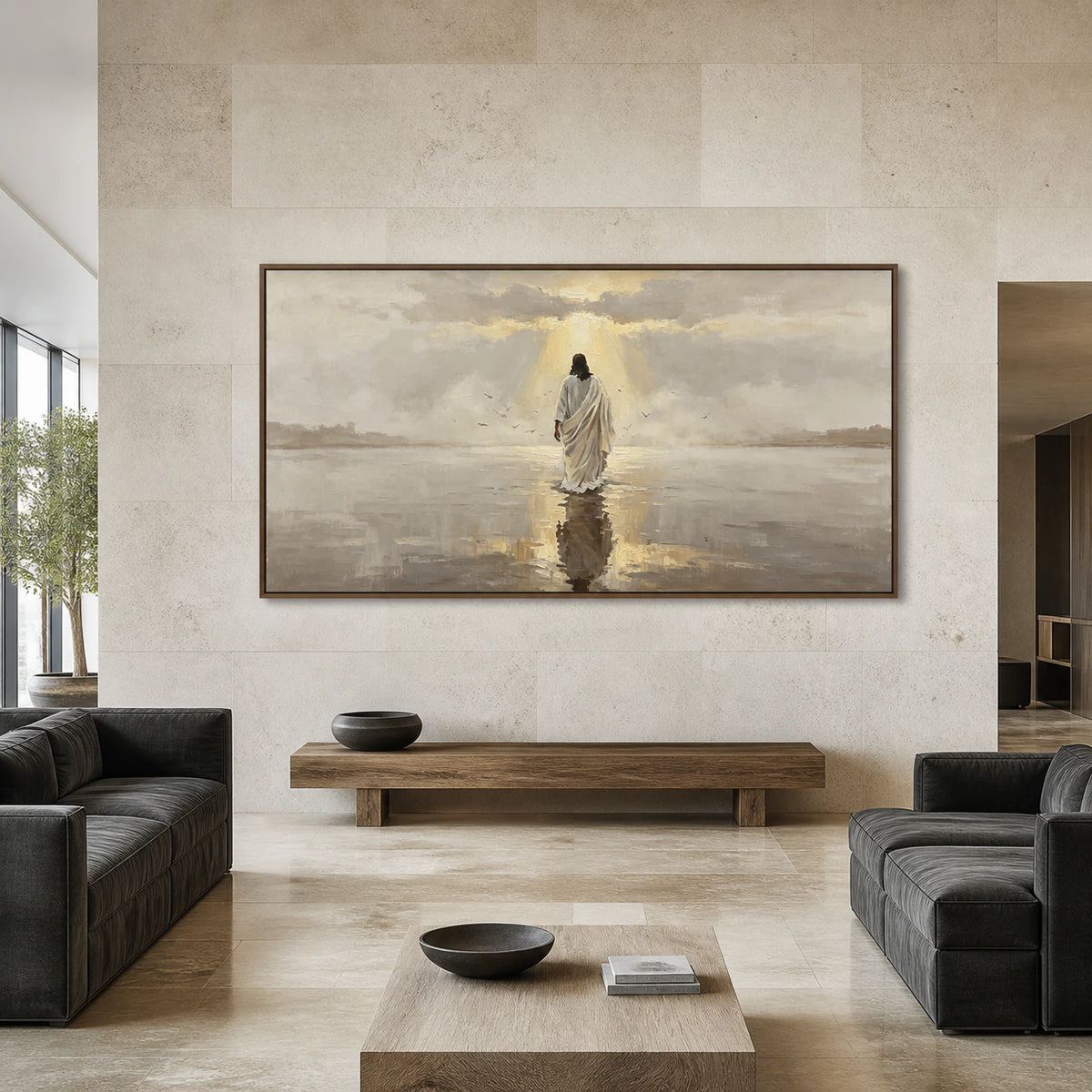 Hallowed-Estuary displayed at large scale in a bright, expansive architectural living space.