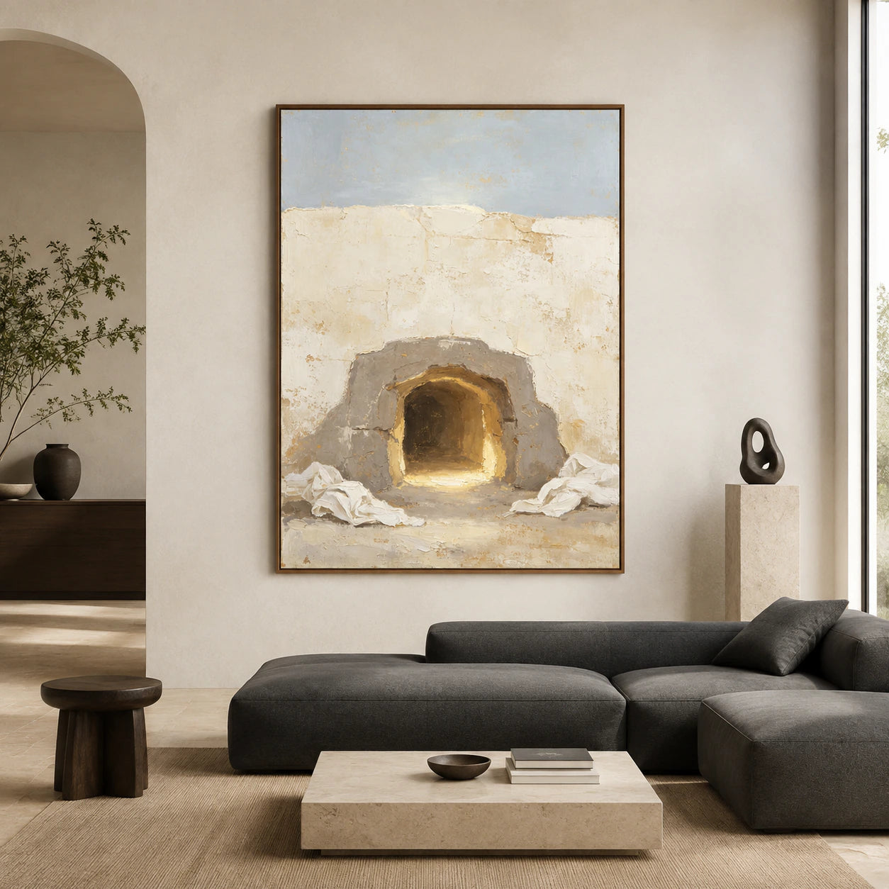 Hearth-Quiet displayed at large scale in a bright architectural living space.