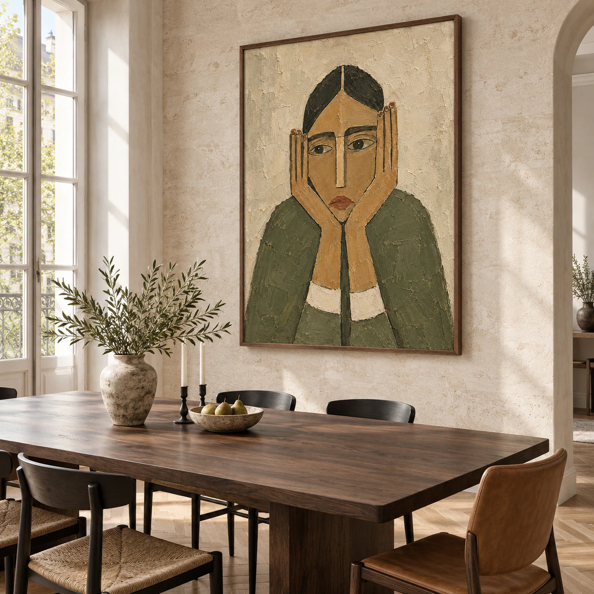Held-Gaze above a refined dining setting in a daylight-filled room.