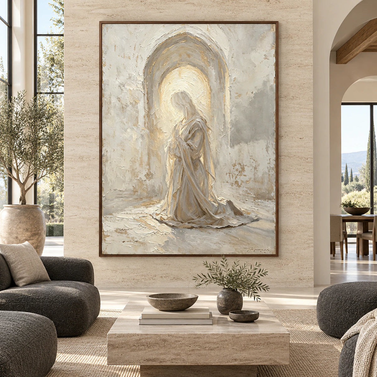 Hushed-Arch displayed at large scale in a spacious architectural living room.