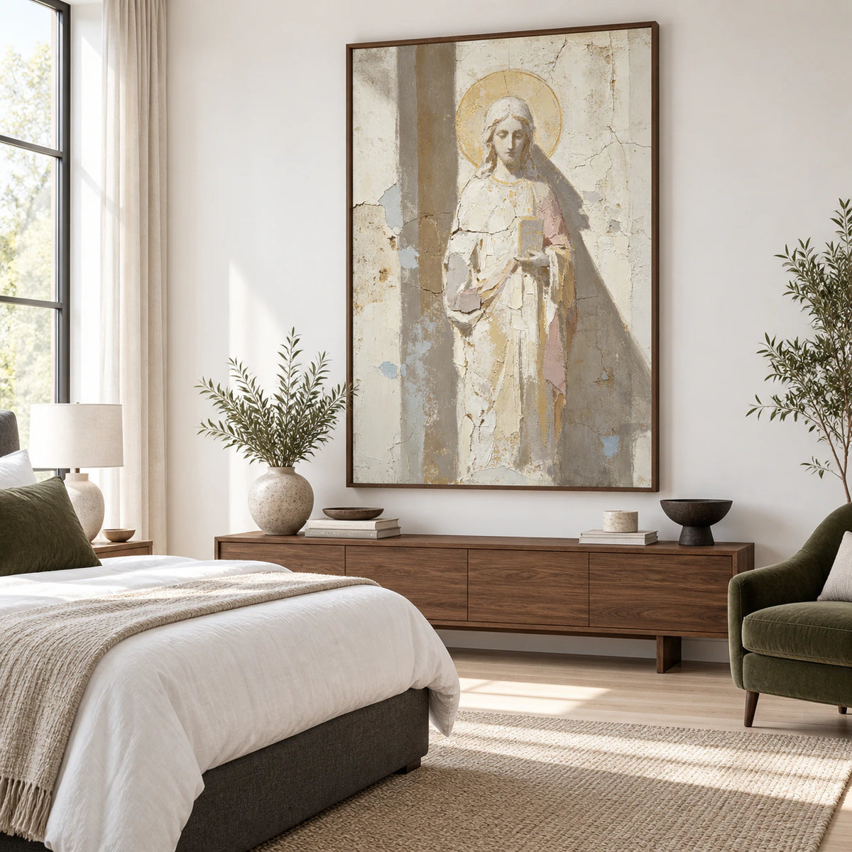 Hushed-Icon displayed prominently in a quiet, sunlit bedroom.