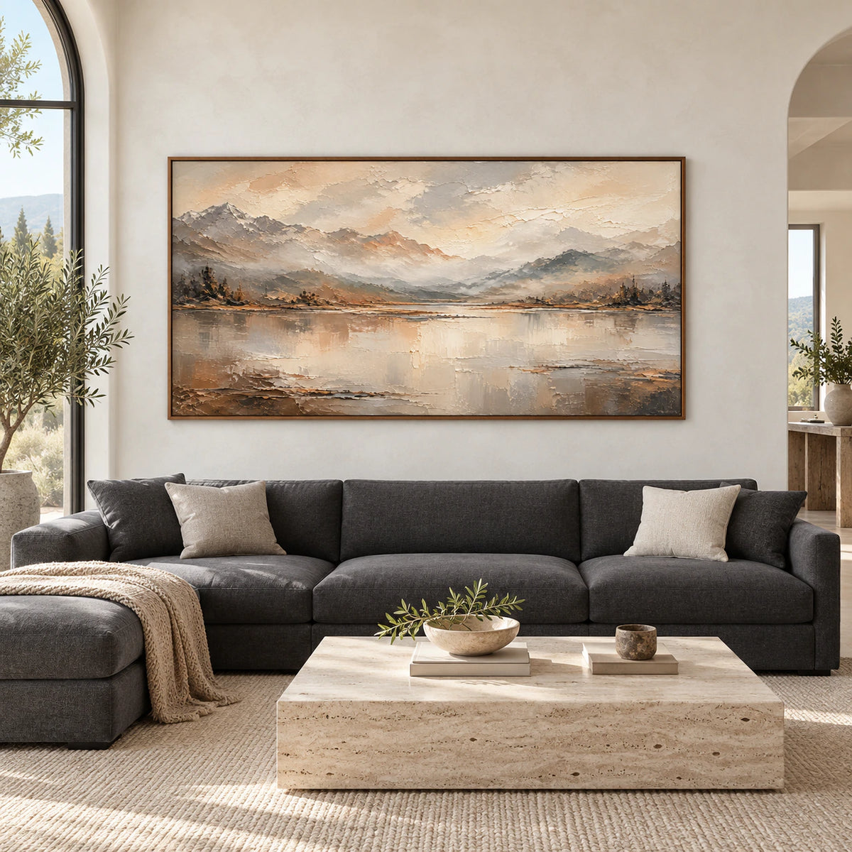 Hushed-Range displayed at large scale, straight-on in a bright, spacious architectural living room.