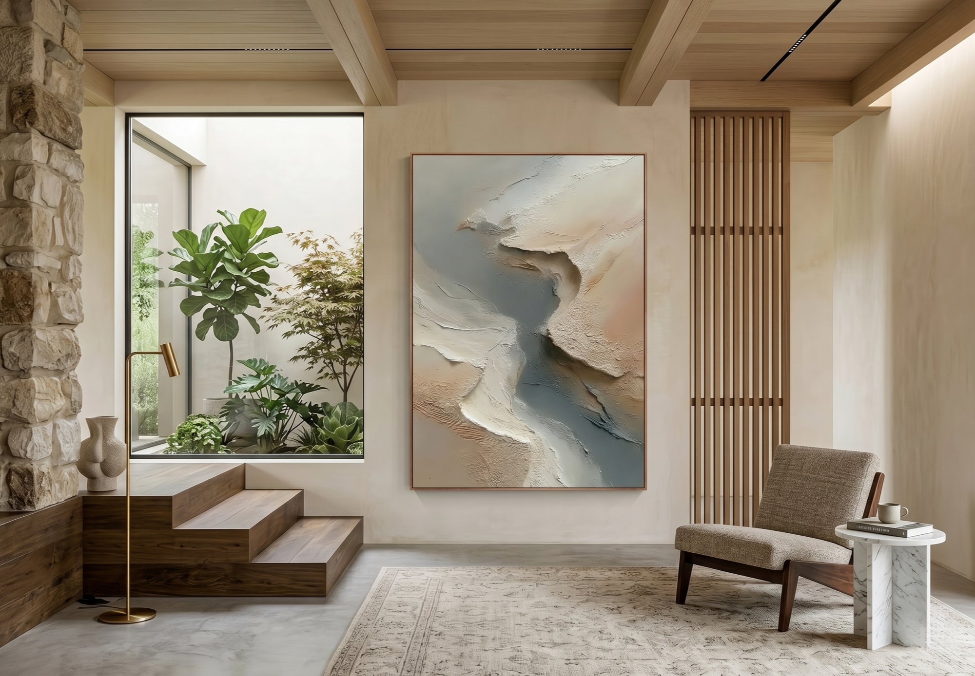Spazioil | Japandi Wall Art - Silent Journey Figural Textured Art