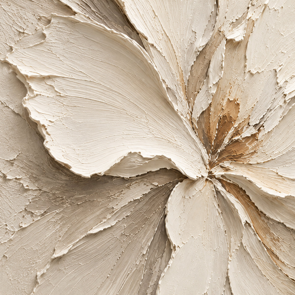 Ivory-Corolla oil painting brushwork and impasto detail photographed from an oblique side angle