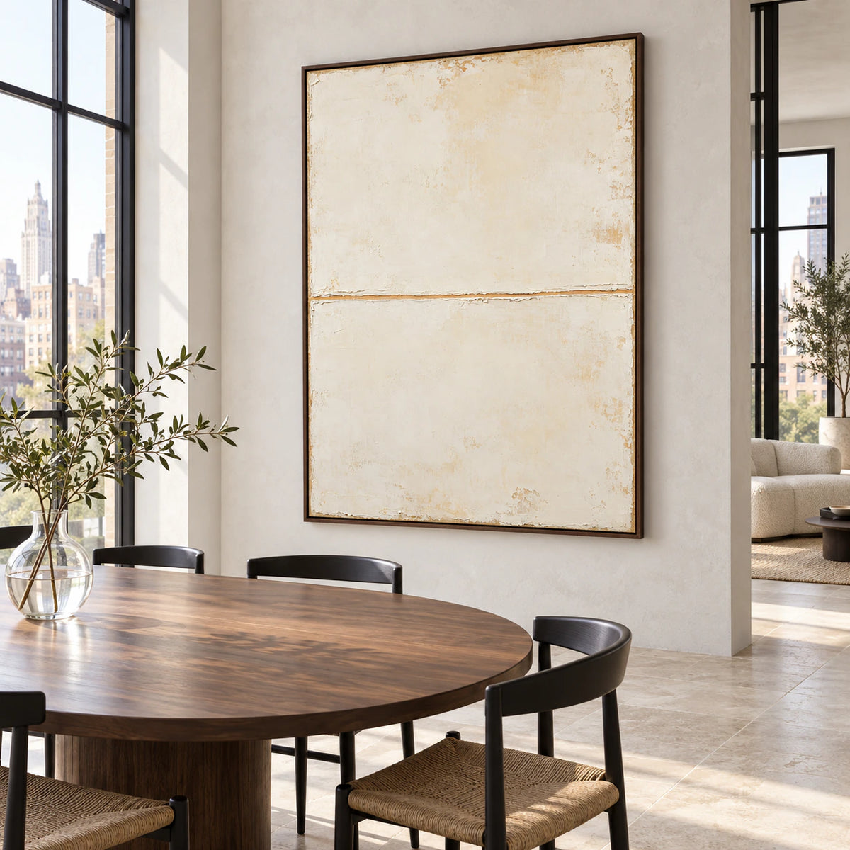Quiet-Threshold in a refined daylight dining room.