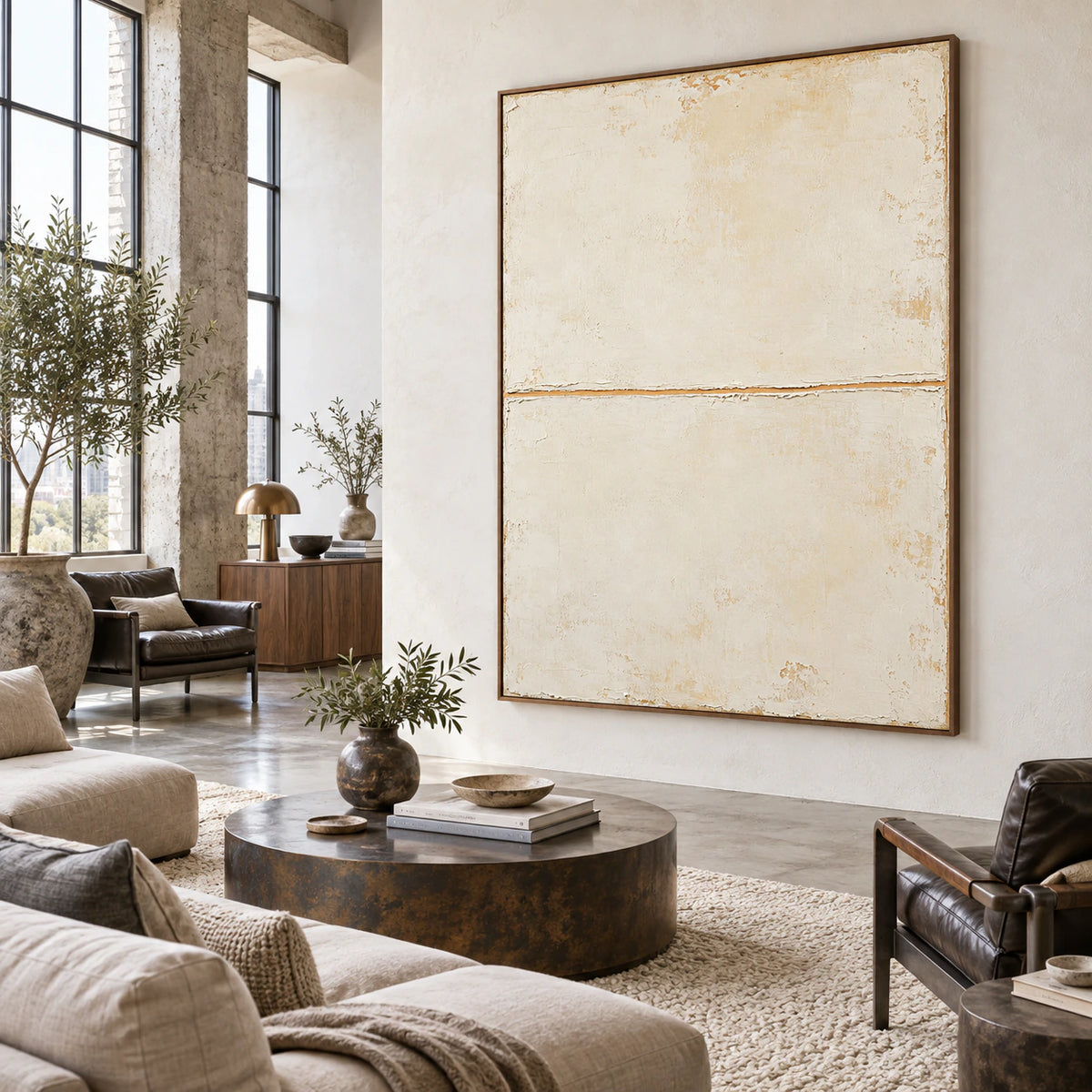 Quiet-Threshold anchoring an expansive hospitality loft interior.